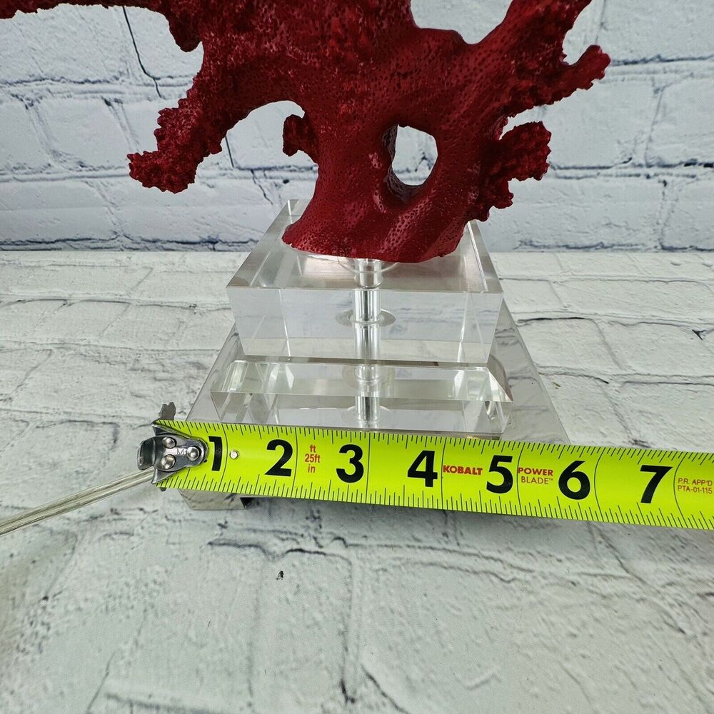 Broyhill Red Corral Lucite Reef Nautical Coastal Beach Table Lamp & Shade - Picture 16 of 16